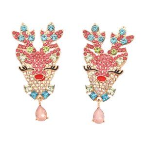 Pipi Tree Pastel Multi-Color Rhinestone Holiday Earrings NWOT